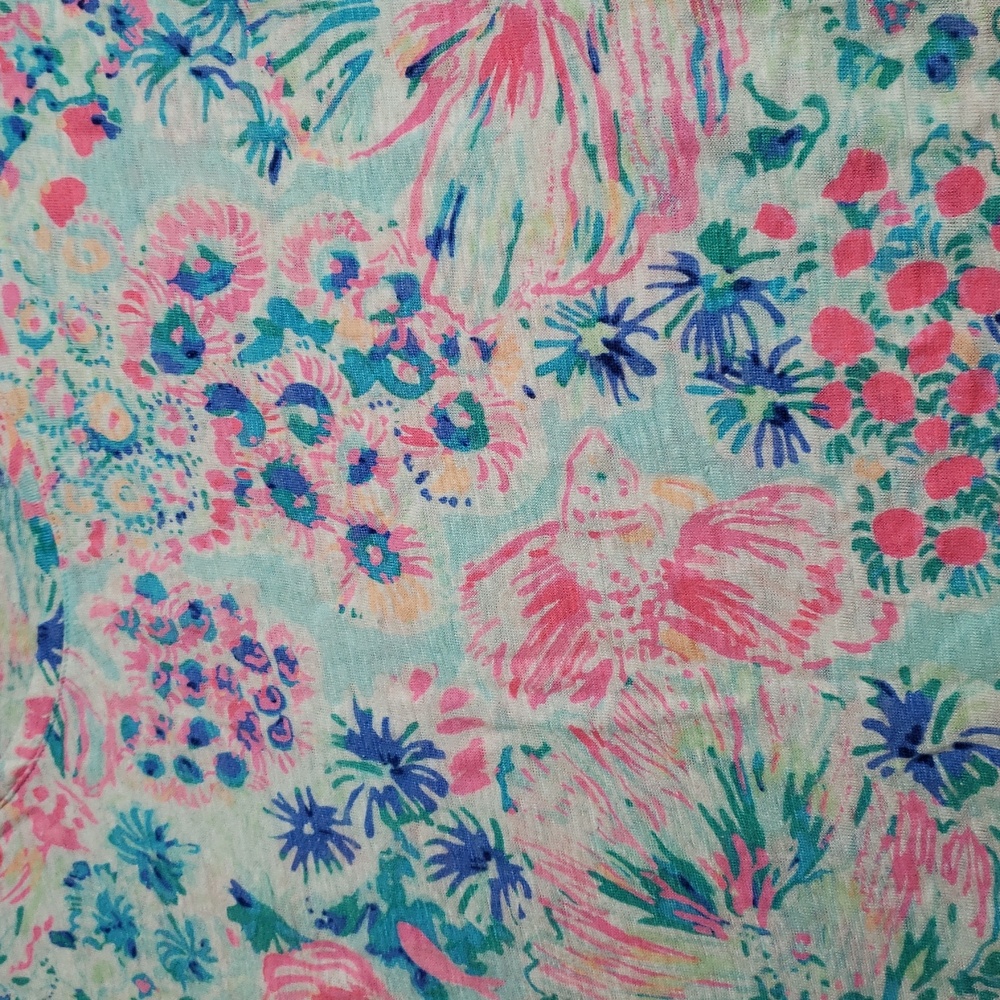 Lilly Pulitzer Inara 100% Linen Floral Vibrant Shirt Top Size M Beachy Coastal - Picture 14 of 15